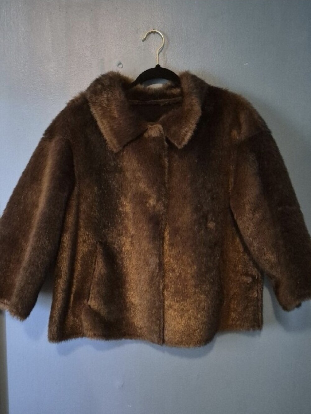 Brown Shearling Jacket - Soft Faux Fur And Reversible Faux Suede Inside